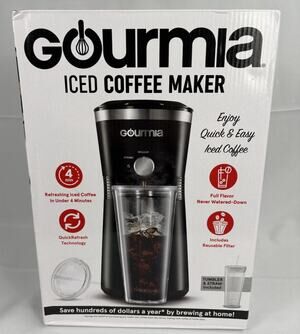 Gourmia Iced Coffee Maker with Brew-Strength Control Reusable Filter and Tumbler